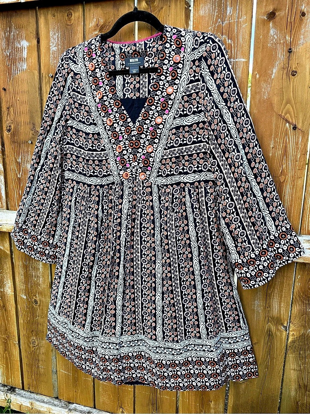 Maeve Floral Mini Dress Black & Orange Size XS Like New
